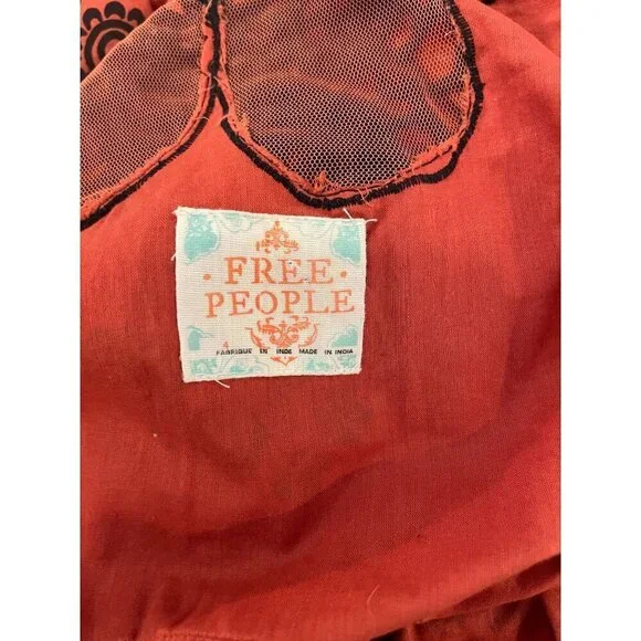 Free People Y2K Vintage Red Dress With Butterfly Detail Floral Print & Black Bel - Picture 4 of 7